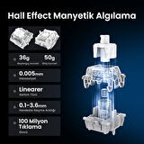 GravaStar Mercury V75 Hall Effect, Rapid Trigger 8.000 Hz Kablolu Manyetik Klavye + XPro 32.000 DPI RGB Kablosuz Mouse Oyuncu Seti, Siyah