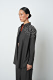 Kadın Robası Taş İşlemeli Oversize Kesim Tesettür Gömlek