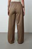 Kadın Bol Paça Beli Lastikli Düz Renk Pantolon