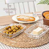 Porsima 0126 Maral 2'li Cam Kahvaltılık Tabak Seti - 18 x 11,5 cm Zeytin Peynir Sunumluk