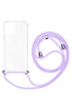 Apple iPhone 16 Pro 6.1'' Boyun Askılı Şeffaf Tank Kılıf Lila