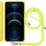 Apple iPhone 15 Pro Max 6.7'' İp Askılı Silikon Kılıf Sarı