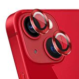 Apple iPhone 14 6.1''  Metal Çerçeveli Kamera Koruma Lensi Kırmızı