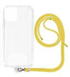Apple iPhone 15 Plus İp Askılı Şeffaf Silikon Kılıf Sarı