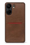 Redmi 13C Kartlıklı Rich Boss Lüx Deri Kılıf Koyu Kahve