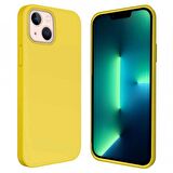 Apple iPhone 15 Plus 6.7'' İçi Kadife Silikon Kılıf Sarı