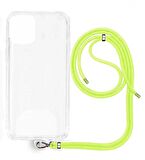 Apple iPhone 15 Pro İp Askılı Şeffaf Silikon Kılıf NeonSarı