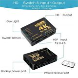 Hdmi Switch 5 Port Çoklayıcı Kumandalı 4k Ultra Hd Destekli Switch