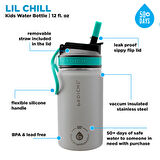 Grosche Lil Chill İzolasyonlu Çocuk Su Matarası Gri 360 ml