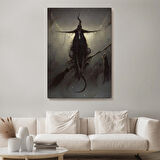 Süpürge ile Uçan Cadı ve Kedisi, Cadılar Bayramı Hediyesi, Hellowen Tablo -6287