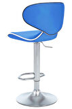 Bürocci Zen Bar Taburesi - Mavi Modern Deri Metal Ataklı Yüksek Tezgah Sandalyesi - 9549S0514