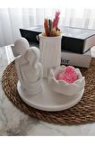 4 lü Dekoratif Konik Vazo Sarılan Sevgili Tealight Lotus Mumluk