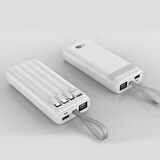 King Power Powerbank 20.000 mAH Entegre Kablolu Beyaz KP-20W