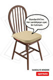 XPERMATE StandartFit Oval Sandalye Minderi Fermuarlı Yıkanabilir Kılıf Bağcıklı Su ve Yağ İtici 42x42x5 Bej