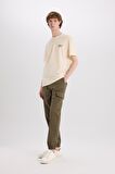 Regular Gabardin Jogger Pantolon Kargo Cepli Beli Paçası Lastikli