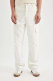 DeFacto Baggy Geniş Kalıp Normal Bel Geniş Paça Beyaz Jean Pantolon C1511AX24SMWT34