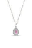 Montürlü Pembe Damla Taşlı 925 Ayar Gümüş Kadın Kolye