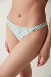 Mint Yeşili Beyaz Dama Desenli Greenlake Side Biye Detaylı Bikini Altı