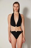 Siyah Metal Detaylı Puccini Monokini Mayokini-Özgür Masur Koleksiyonu