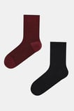 Modal Karışımlı Rahat Lastik Siyah&Bordo Soket Çorap