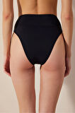 Basic Super High Leg Siyah Bikini Altı