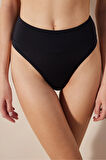 Basic Super High Leg Siyah Bikini Altı