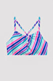 Genç Kız Colorful Stripe Halter Bikini Takımı