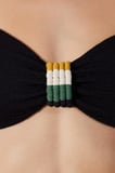 Arlo Straplez Dokulu ve Makromeli Siyah Bikini Üstü