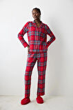 New York Red Checked Kırmızı Gömlek Pantolon Pijama Takımı