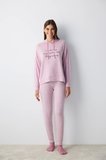 Maybe Later Kapüşonlu Lila Sweatshirt Pijama Üstü