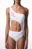 Beyaz Pearl Boncuklu Monokini - Gamze Erçel Koleksiyonu