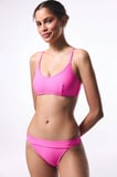 Pembe Düz Çıkarılabilir Kaplı Bikini Üstü