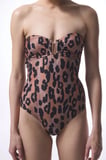 Clove Leopar Desenli Tokalı Straplez Mayo
