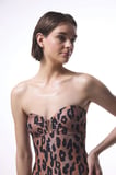 Clove Leopar Desenli Tokalı Straplez Mayo
