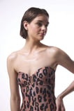 Clove Leopar Desenli Tokalı Straplez Mayo