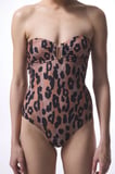 Clove Leopar Desenli Tokalı Straplez Mayo