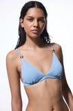Mavi Maya Boncuklu Üçgen Bikini Üstü