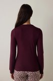 Bordo  Sloganlı Uzun Kollu Termal Etkili Pijama Üstü