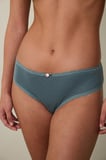 Koyu Gri Kalp Desenli Pointel Düşük Bel Slip Külot