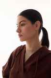 Kahverengi V Yaka Oversize Kapüşonlu Sweatshirt