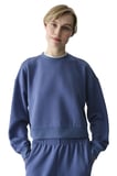 Mavi İpeksi Dokunuş Silky Touch Kontrast Detaylı Bisiklet Yaka Sweatshirt