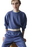 Mavi İpeksi Dokunuş Silky Touch Kontrast Detaylı Bisiklet Yaka Sweatshirt