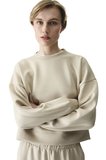 Bej İpeksi Dokunuş Silky Touch Kontrast Detaylı Bisiklet Yaka Sweatshirt