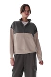 Haki İpeksi Dokunuş Silky Feel Fermuar Yaka Kanguru Cepli Uzun Kollu Sweatshirt