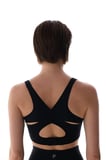 Siyah Stretch360 Orta Destek Çapraz Sırt Detaylı Kaydırmaz Askılı Cross Back Spor Sütyeni