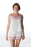 Kırık Beyaz Magnifique Pamuklu Atlet Pijama Üstü