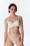 Kırık Beyaz Lotus Straplez Broderie Balenli Sütyen