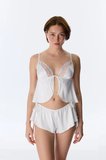 Kırık Beyaz Broderie Saten Bralet