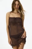 Brown Jasmin Şifon Dantelli Gecelik