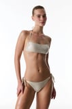 Ekru Deja Simli Bandeau Bikini Üstü